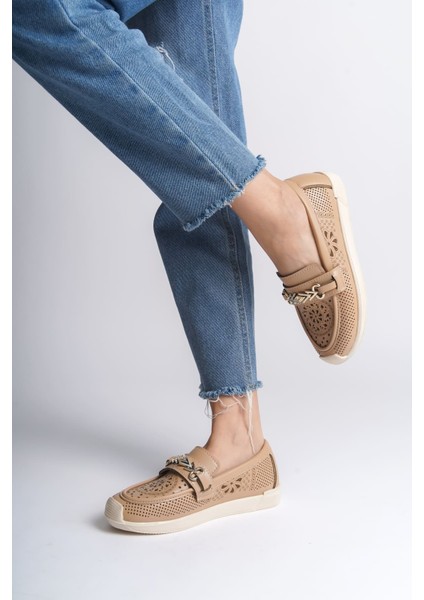 Lıly Bağcıksız Ortopedik Rahat Taban Çiçek Desenli Kadın Babet Ayakkabı Ckt - Ten modelleri