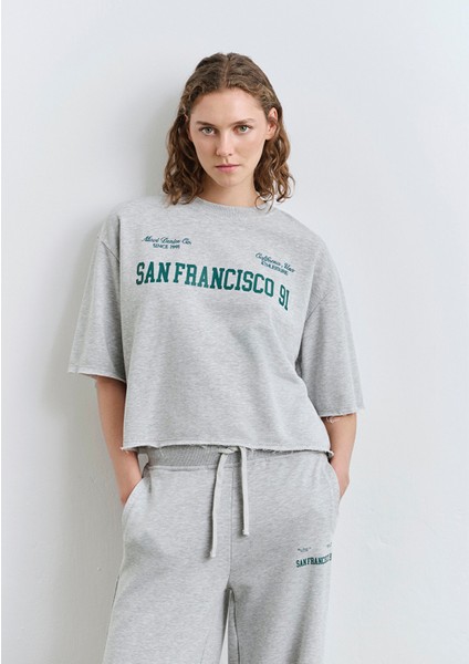 San Francisco Baskılı Gri Sweatshirt 1S10384-83096
