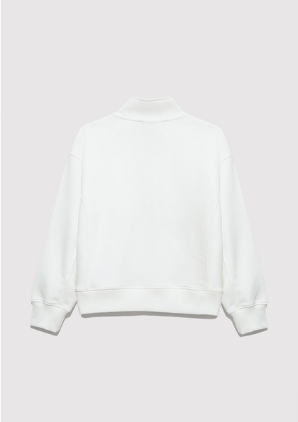 Baskılı Yarı Fermuarlı Ekru Sweatshirt 7S10130-70057 indirimleri