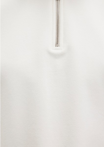 Yarı Fermuarlı Ekru Sweatshirt 1S10439-80194