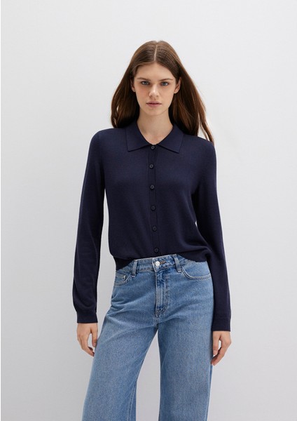 Yün Karışımlı Lacivert Triko Polo 1710700-89101 fiyatları