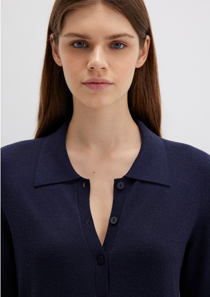 Yün Karışımlı Lacivert Triko Polo 1710700-89101