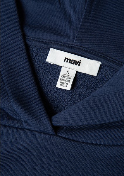 Biye Detaylı Kapüşonlu Lacivert Sweatshirt 1S10362-87518