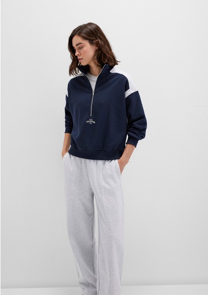 Yarı Fermuarlı Lacivert Sweatshirt 1S10360-32184 modelleri