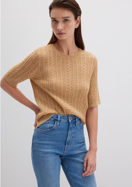 Kısa Kollu Sarı Kazak 1710702-90659 modelleri