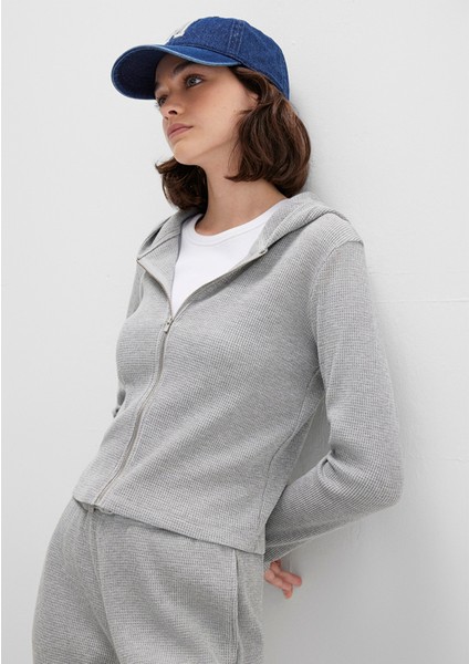 Fermuarlı Dokulu Gri Sweatshirt 1613383-80018 modelleri