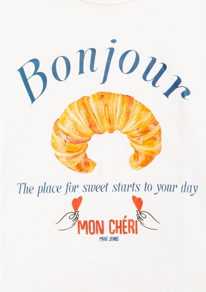 Kruvasan Baskılı Ekru Tişört 7610358-70057 modelleri