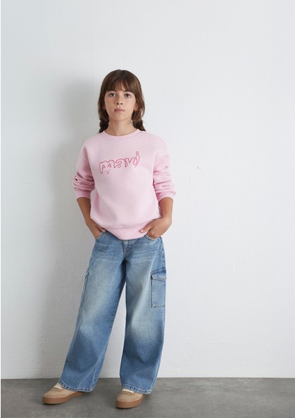 Mavi Kedi Logo Baskılı Pembe Sweatshirt 7S10162-70973 fiyatları
