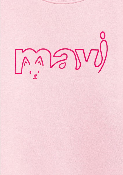 Mavi Kedi Logo Baskılı Pembe Sweatshirt 7S10162-70973