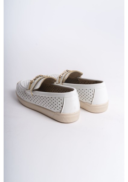 Lıly Bağcıksız Ortopedik Rahat Taban Kalp Desenli Kadın Babet Ayakkabı Ckt - Beyaz indirimleri