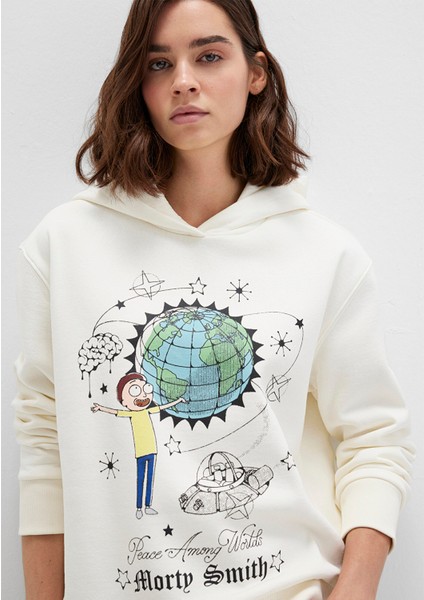 Rick And Morty Baskılı Ekru Sweatshirt 1S10468-80194 fiyatları