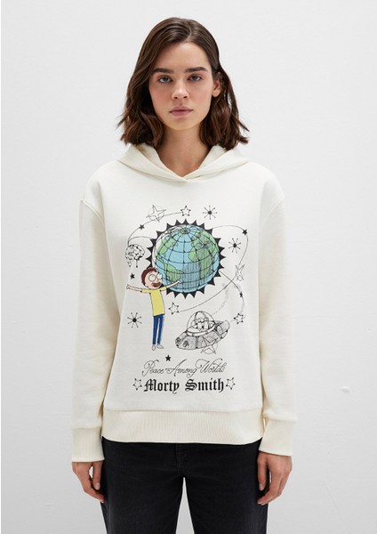 Rick And Morty Baskılı Ekru Sweatshirt 1S10468-80194 fırsatları