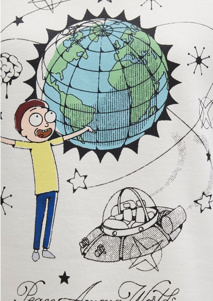 Rick And Morty Baskılı Ekru Sweatshirt 1S10468-80194