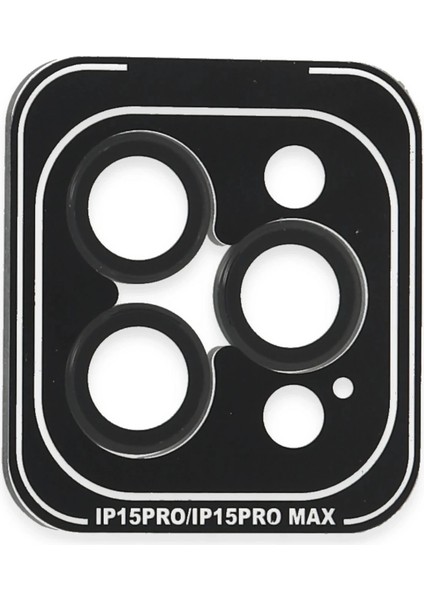 iPhone 15 Pro Max Pvd Metal Kamera Lens - SIYAH-(5796)