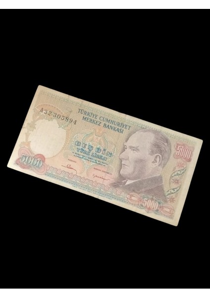 7. Emisyon 5000 Türk Lirası Kağıt Koleksiyon Para Hobi Hediye Antika Darpane Numusmatik