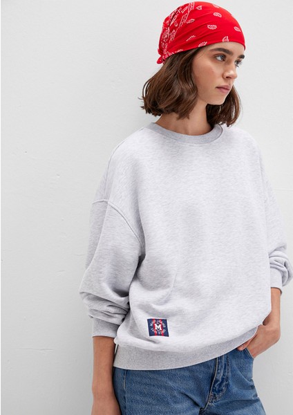 Sırt Baskılı Gri Sweatshirt 1S10364-87033