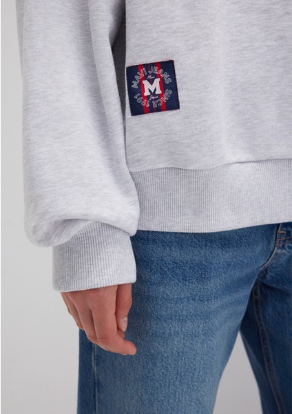 Sırt Baskılı Gri Sweatshirt 1S10364-87033
