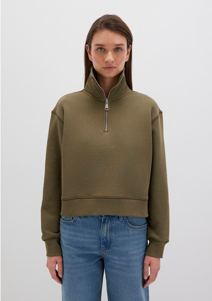 Yarı Fermuarlı Haki Sweatshirt 1S10391-71589 modelleri