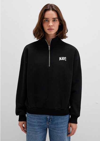 Mavi Logo Baskılı Yarı Fermuarlı Siyah Sweatshirt 1S10179-900 modelleri