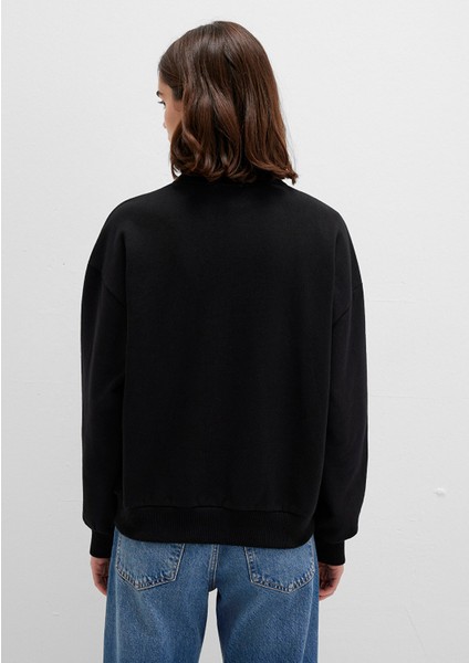 Mavi Logo Baskılı Yarı Fermuarlı Siyah Sweatshirt 1S10179-900 fırsatları
