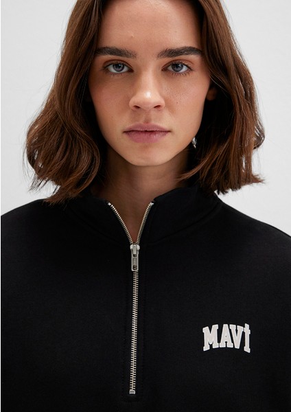 Mavi Logo Baskılı Yarı Fermuarlı Siyah Sweatshirt 1S10179-900 indirimleri