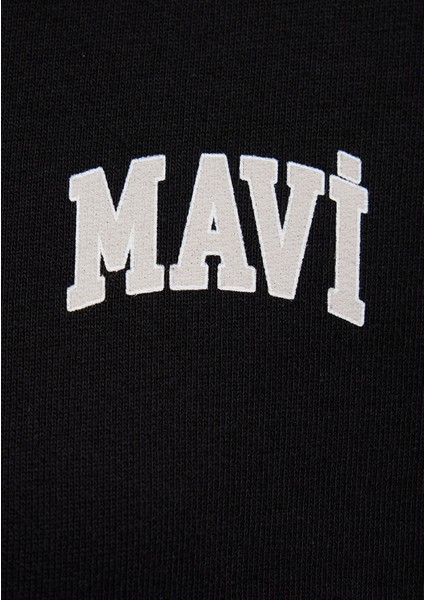 Mavi Logo Baskılı Yarı Fermuarlı Siyah Sweatshirt 1S10179-900