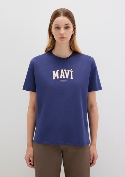 Mavi Logo Baskılı Lacivert Tişört 1613410-70498 fırsatları