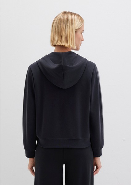 Şerit Detaylı Kapüşonlu Siyah Sweatshirt 1S10443-900