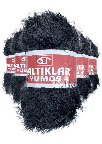 5 Adet Yumoş Sakallı El Örgü İpi Yünü Siyah