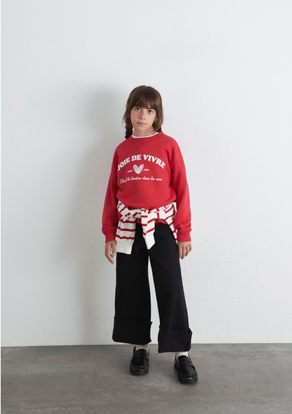 Baskılı Kırmızı Sweatshirt 7S10131-84538 indirimleri