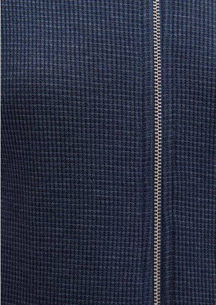 Fermuarlı Dokulu Lacivert Sweatshirt 1613383-32184