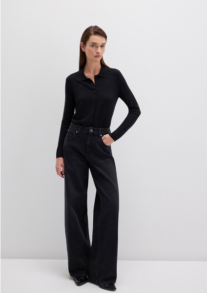 Yün Karışımlı Siyah Triko Polo 1710712-900