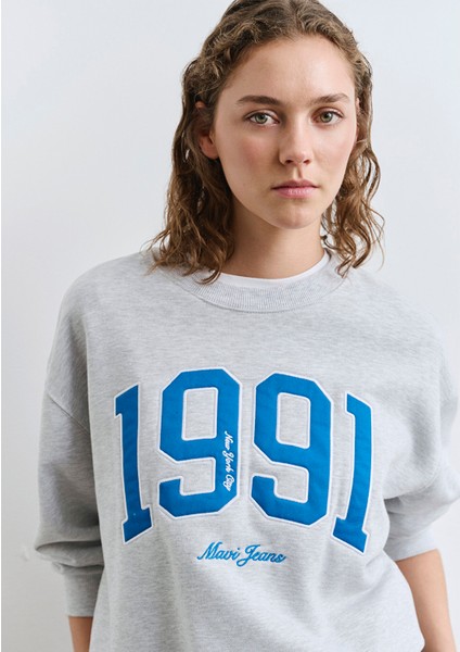 1991 Baskılı Gri Sweatshirt 1S10361-87033