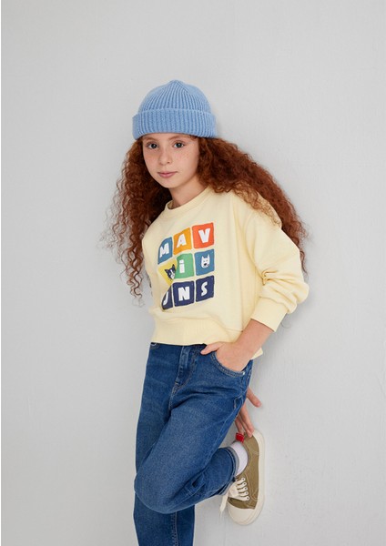 Mavi Baskılı Sarı Sweatshirt 7S10127-84571