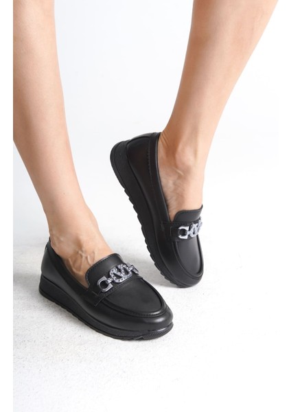 Anna Ortopedik Rahat Taban Toka Detaylı Klasik Kadın Babet Anne Ayakkabısı Cst - Siyah