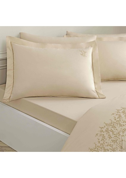 Premium Zendea Pamuk Brode Çift Kişilik Nevresim Takımı Bej modelleri