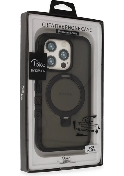 iPhone 15 Pro Zorda Airbag Magsafe Standlı Kapak - SIYAH-(5796) fiyatları