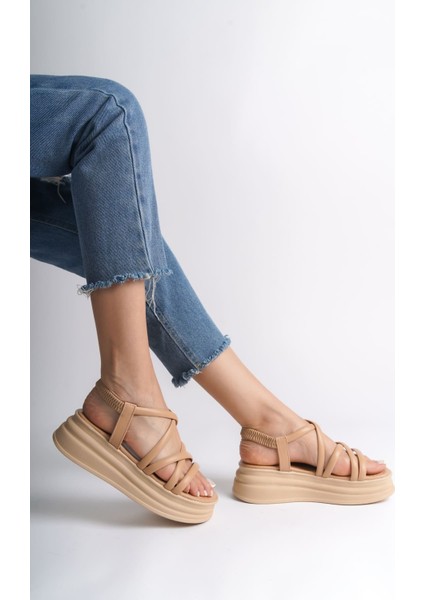 Bella Lastikli Şerit Detaylı Ortopedik Taban Kadın Sandalet Ctt - Ten fiyatları