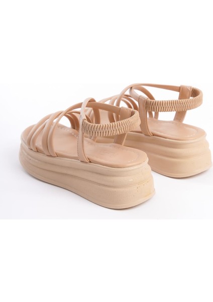 Bella Lastikli Şerit Detaylı Ortopedik Taban Kadın Sandalet Ctt - Ten indirimleri