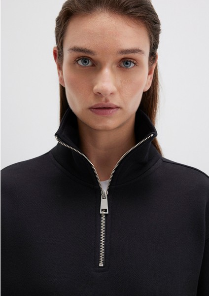 Yarı Fermuarlı Siyah Sweatshirt 1S10391-900 fırsatları