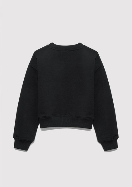 Köpek Nakışlı Siyah Sweatshirt 7S10132-900 fırsatları