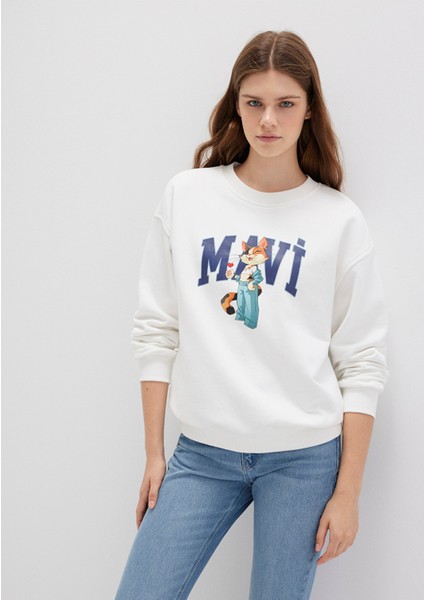 Mavi Kedi Logo Ekru Sweatshirt 1S10460-70057 fiyatları