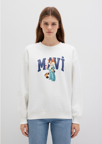 Mavi Kedi Logo Ekru Sweatshirt 1S10460-70057 modelleri