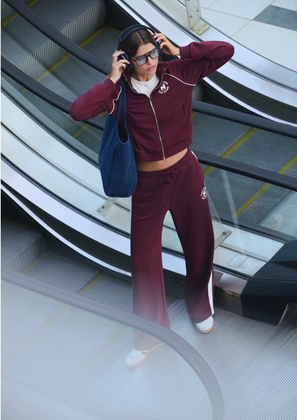 Mavi Logo Şerit Detaylı Bordo Eşofman Altı 1011038-70393