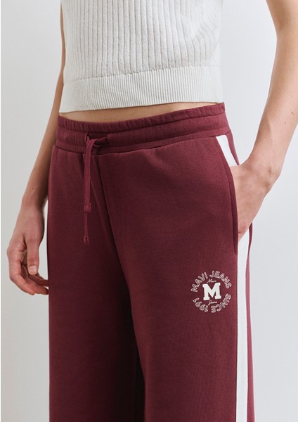 Mavi Logo Şerit Detaylı Bordo Eşofman Altı 1011038-70393