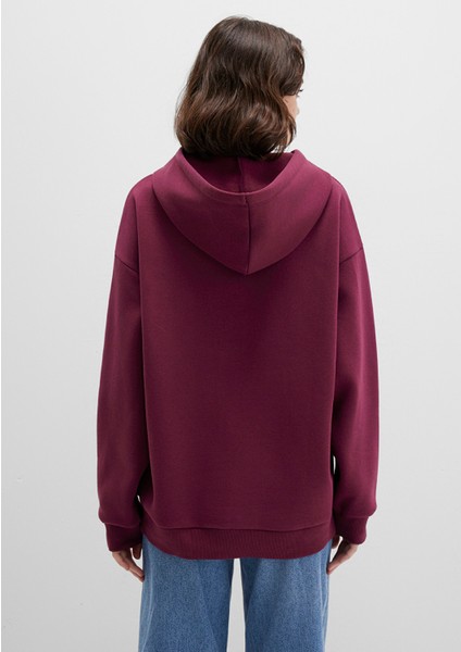 Mavi Logo Baskılı Kapüşonlu Bordo Sweatshirt 1600361-90705 indirimleri