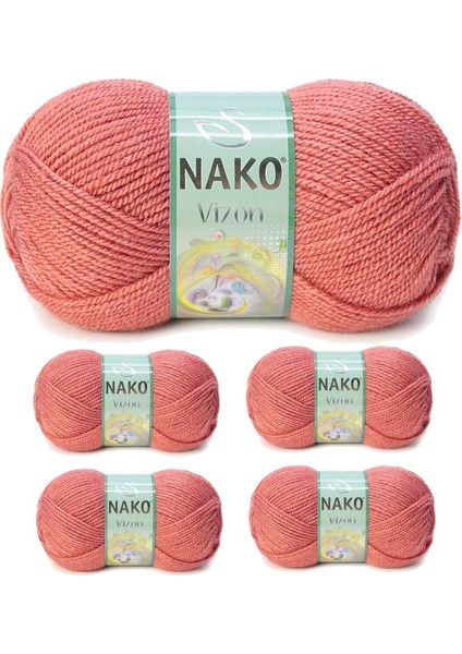 5 Adet Vizon Premium Akrilik El Örgü İpi Yünü Renk NO:2574 Gül Kurusu