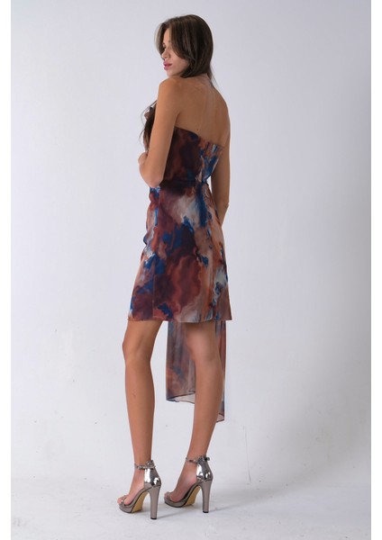 Saks Midi Boy Desenli Tül Şifon Abiye 0802002.26 fırsatları