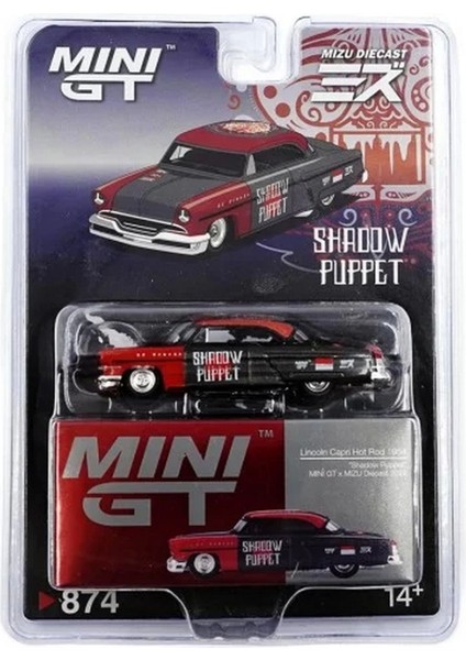 Mini Gt 1/64 Lincoln Capri Hot Rod 1954 "shadow Puppet" Mını Gt x Mızu Diecast modelleri