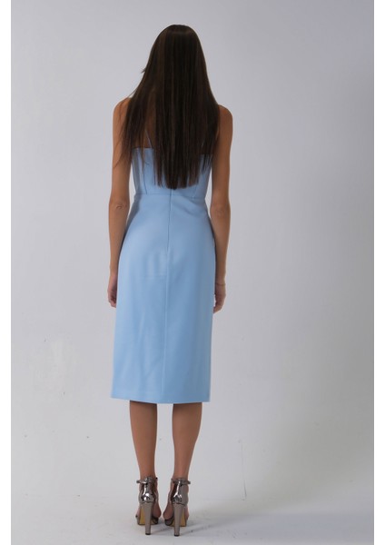 Bebe Mavi Ip Askılı Yırtmaç Detaylı Midi Boy Abiye 0801078.449 indirimleri